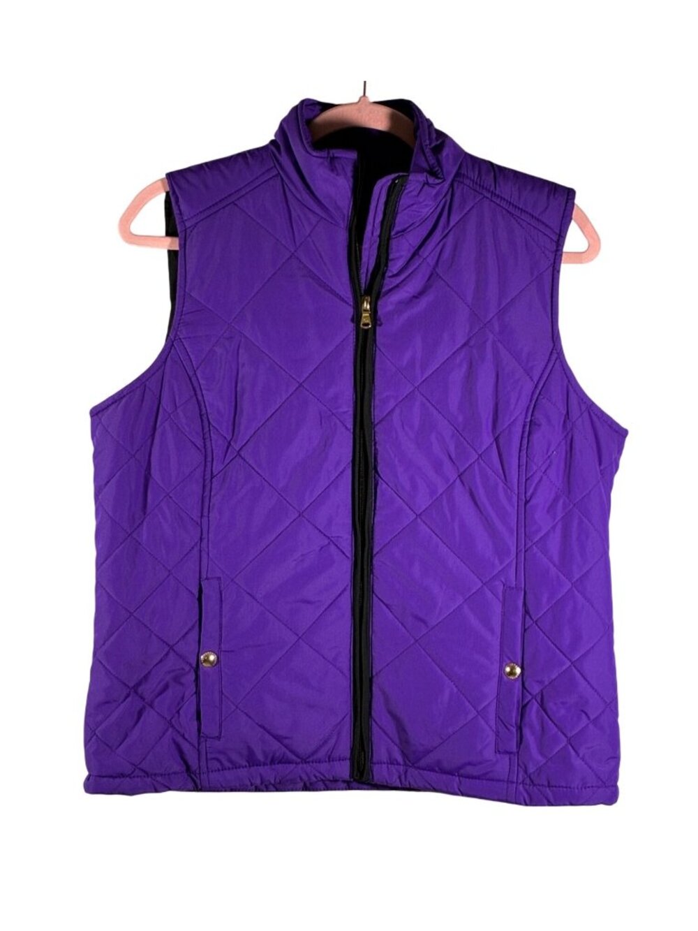 Lauren Ralph Lauren Purple Diamond Quilted puffer Vest Size L Zip Lightweight